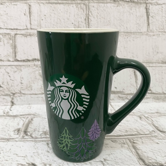 2020 STARBUCKS Tall Green Holiday Pine Trees Ceramic Coffee Mug 16fl.oz - Picture 3 of 16